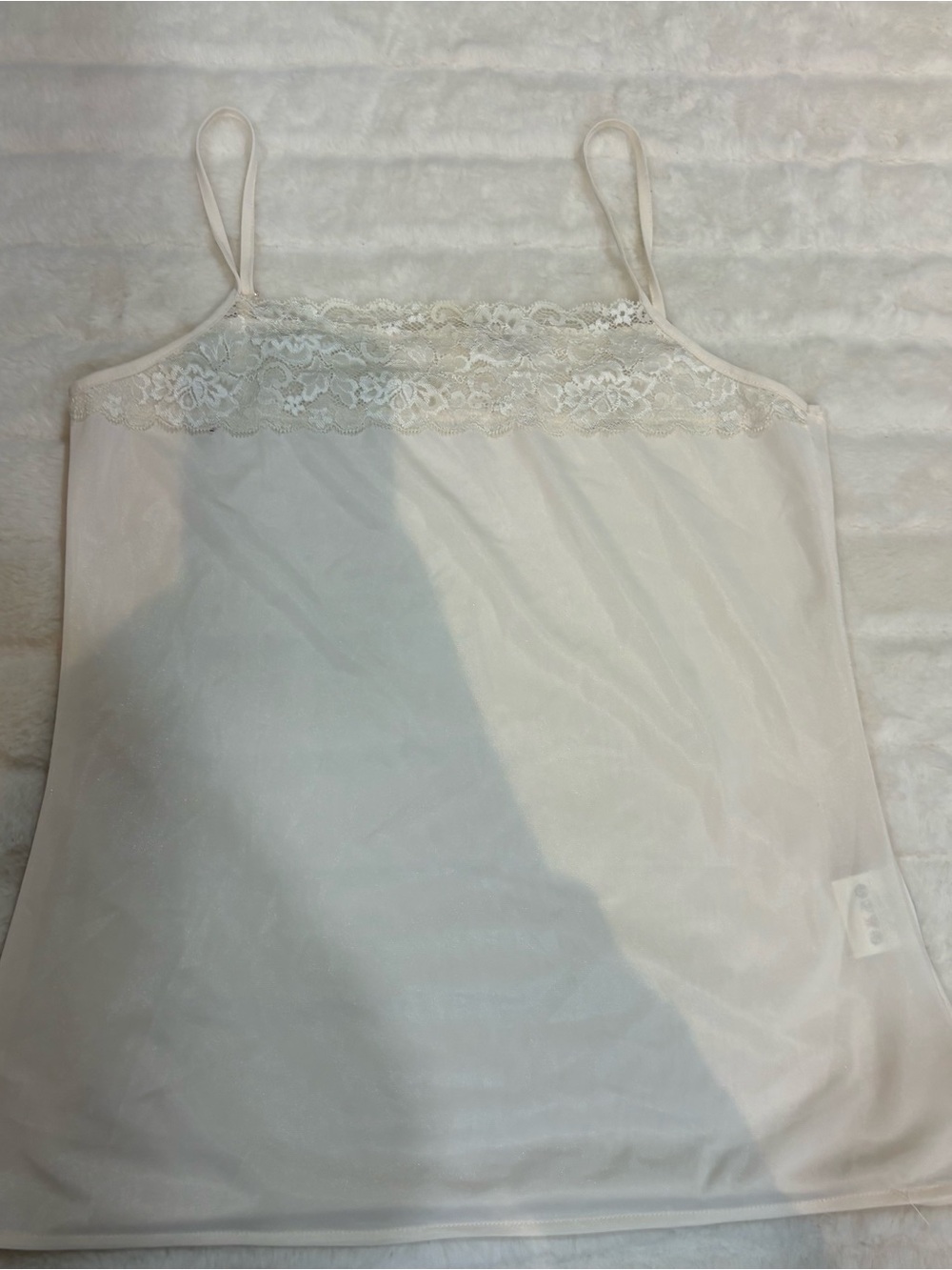 Vintage Lace-Trim Tank Top - Cream